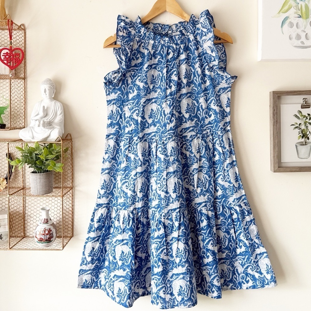 The Fox and the Mermaid Blue Calla Ruffle Dress Size M - Picture 2 of 13